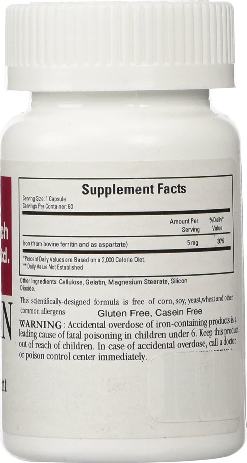 Cardiovascular Research Ferritin Maximum Absorption Iron Supplement 1-Pack, 01-Cream,60 Capsules