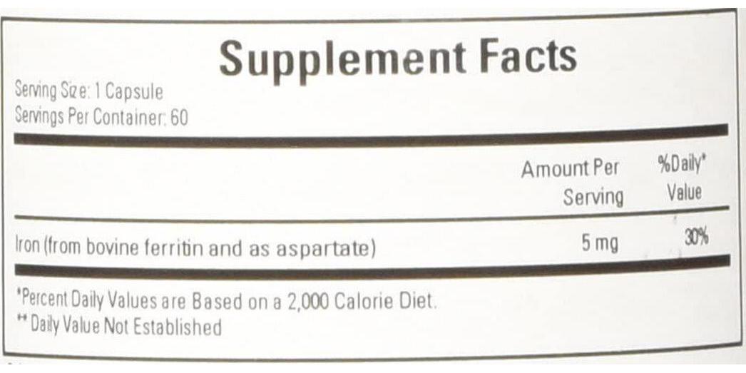 Cardiovascular Research Ferritin Maximum Absorption Iron Supplement 1-Pack, 01-Cream,60 Capsules