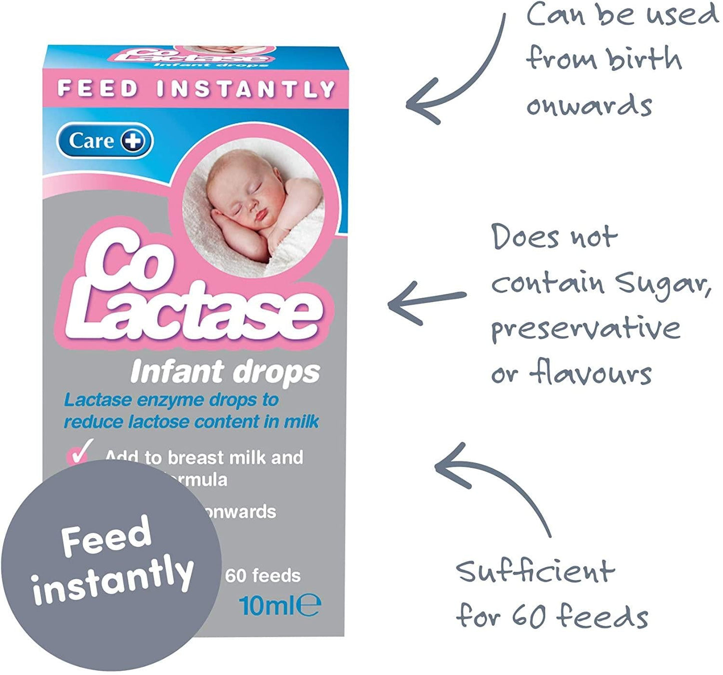 Care Co-Lactase Infant Drops, Lactase Drops Sugar Free - 10 ml