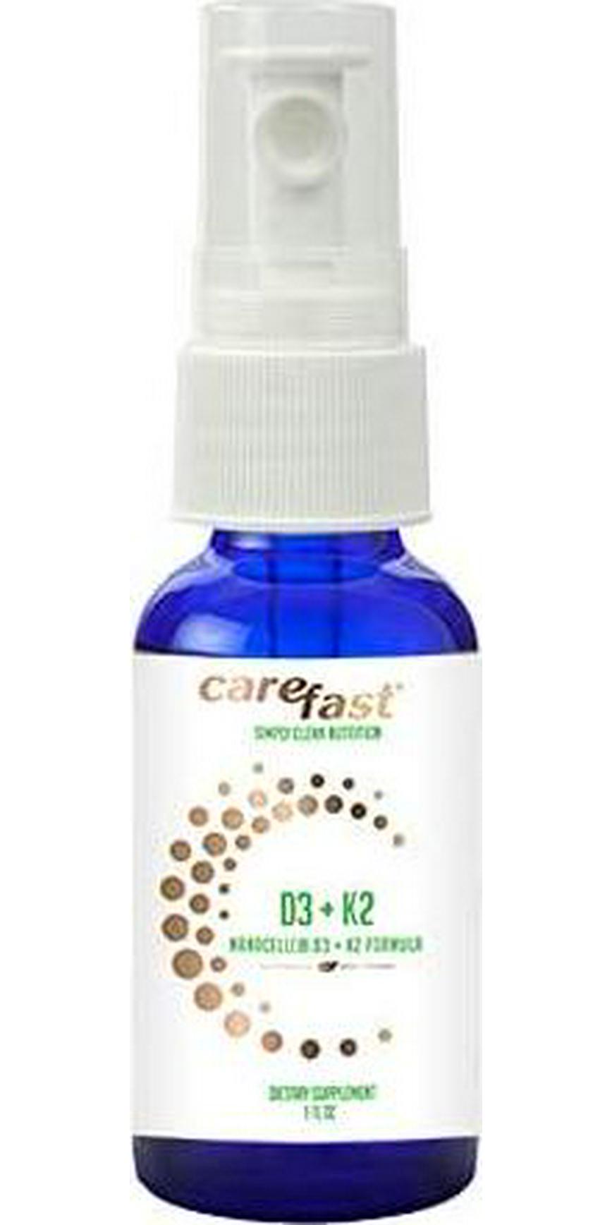 Carefast NanoCelle D3 5000 IU K2 120 MCG Vitamin Liquid Spray - Advanced Nano Complex for Enhanced Absorption and Bioavailability - Increases Calcium and Supports Bone Health - Vegan Supplement