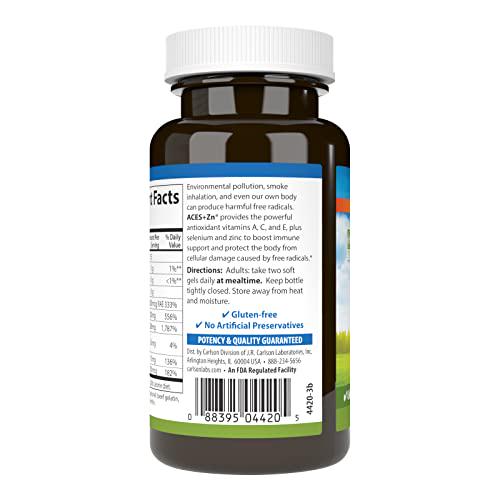 Carlson - ACES + Zn, Vitamins A, C, E + Selenium and Zinc, Cellular Health and Immune Support, Antioxidant, 60 Softgels