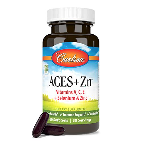 Carlson - ACES + Zn, Vitamins A, C, E + Selenium and Zinc, Cellular Health and Immune Support, Antioxidant, 60 Softgels