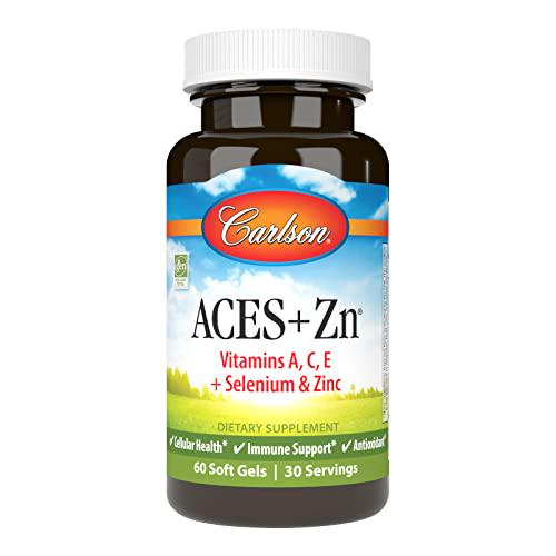 Carlson - ACES + Zn, Vitamins A, C, E + Selenium and Zinc, Cellular Health and Immune Support, Antioxidant, 60 Softgels