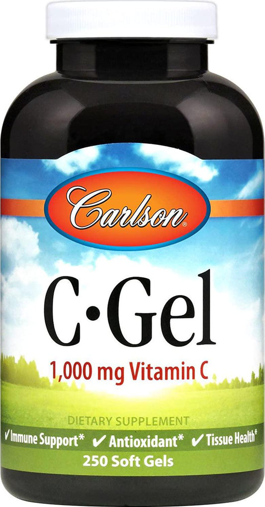 Carlson - C-Gels, 1000mg, Vitamin C Softgels, Immune Support and Heart Health, Vitamin C Softgels, Antioxidant, Vitamin C Supplement, 250 Softgels