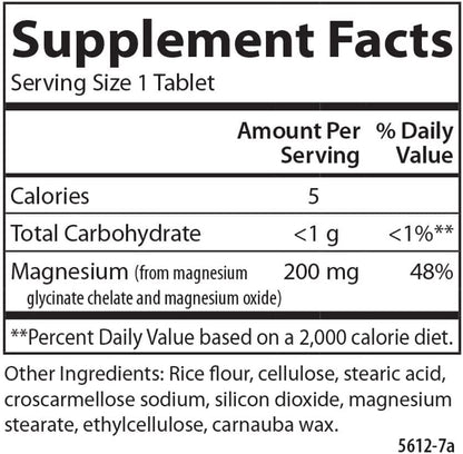 Carlson - Chelated Magnesium, 200 mg - Superior Absorption, Heart and Muscle Function, Bone Support, 180 Tablets