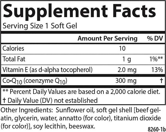 Carlson - Co-Q10, 300 mg of CoEnzyme Q10, Promotes Normal Energy Production and Heart Function, 30 soft gels