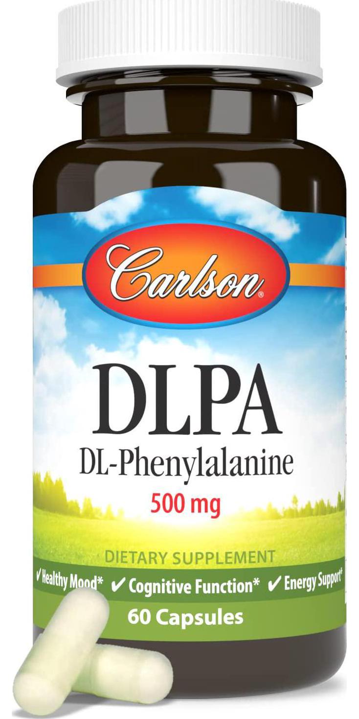 Carlson - DLPA DL-Phenylalanine, 500 mg, Promotes Healthy Nervous and Endocrine Systems, 60 Capsules