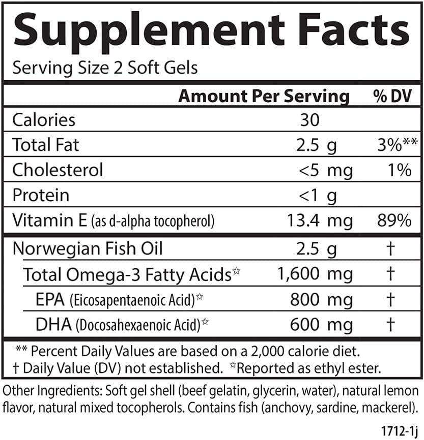 Carlson - Elite Omega-3 Gems, 1600 mg Omega-3s, Heart, Brain and Vision Support, Wild Caught, Orange, 180 soft gels
