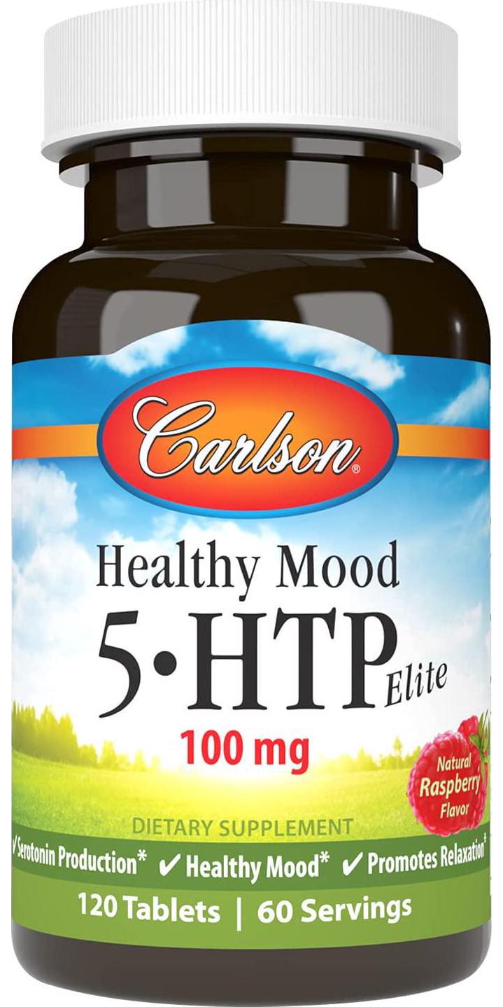 Carlson Healthy Mood 5-htp Elite 50mg Raspberry Chewables, 120 Tablets