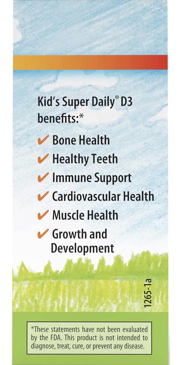 Carlson - Kid's Super Daily D3, Vitamin D Drops for Kids, 400 IU (10 mcg) per Drop, Heart and Immune Health, Vegetarian, Liquid Vitamin D Drops, Unflavored, 90 Drops