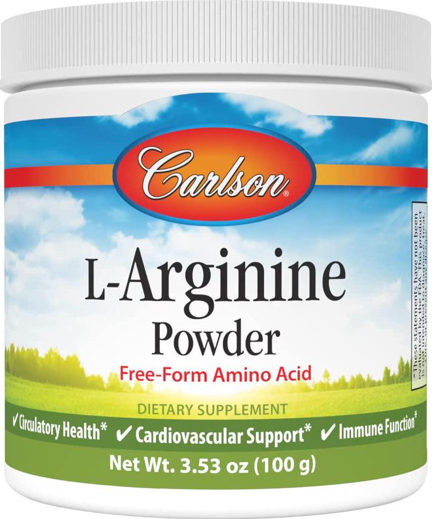 Carlson - L-Arginine, Amino Acid Powder, Circulatory Health, Cardiovascular Support and Immune Function, 100 Grams