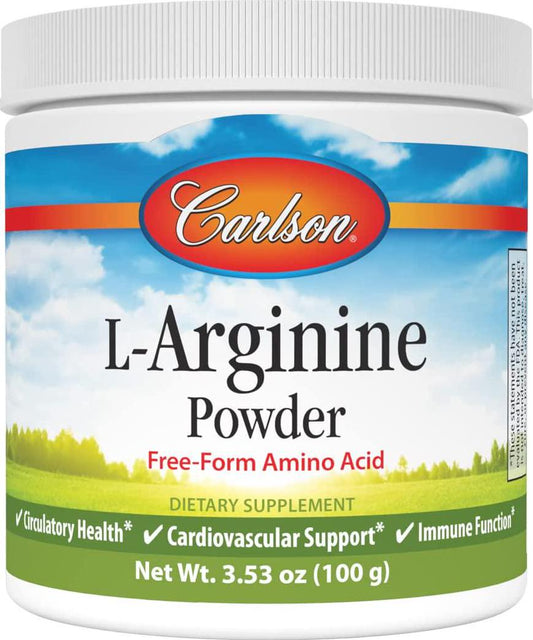 Carlson - L-Arginine, Amino Acid Powder, Circulatory Health, Cardiovascular Support and Immune Function, 100 Grams