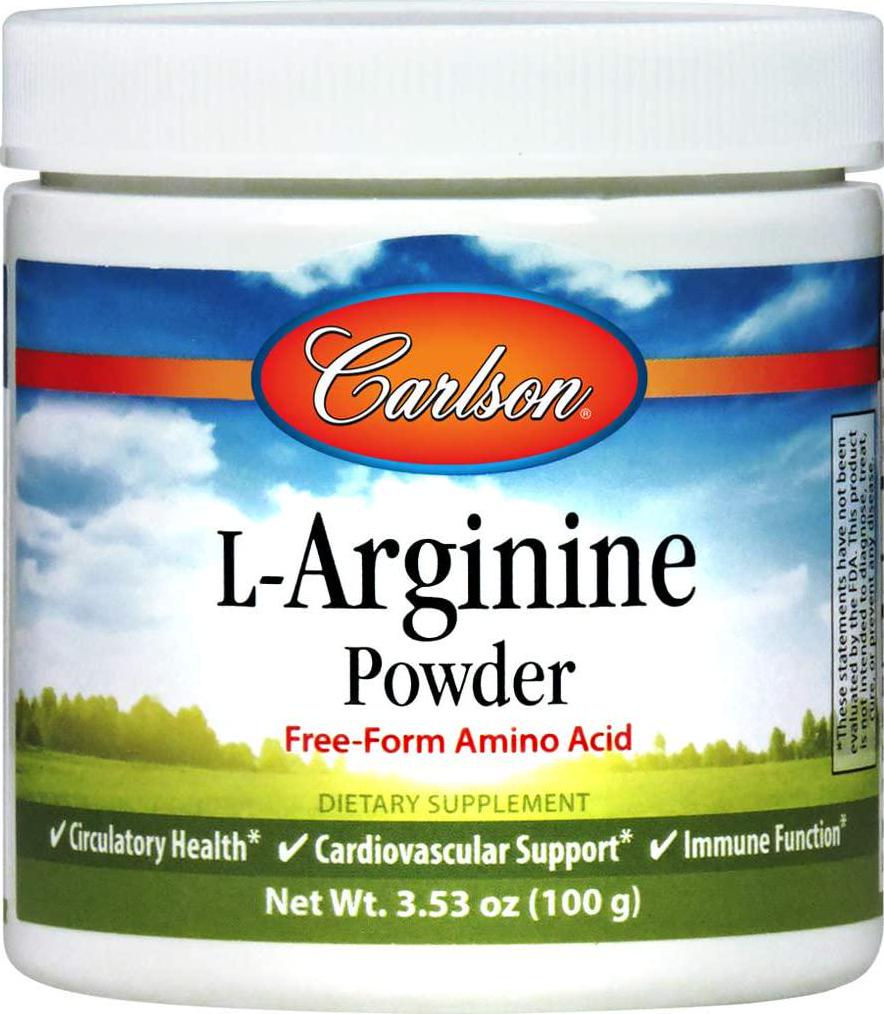Carlson - L-Arginine Powder, Free-Form Amino Acid, Circulatory Health, 3.53 oz (100 g)