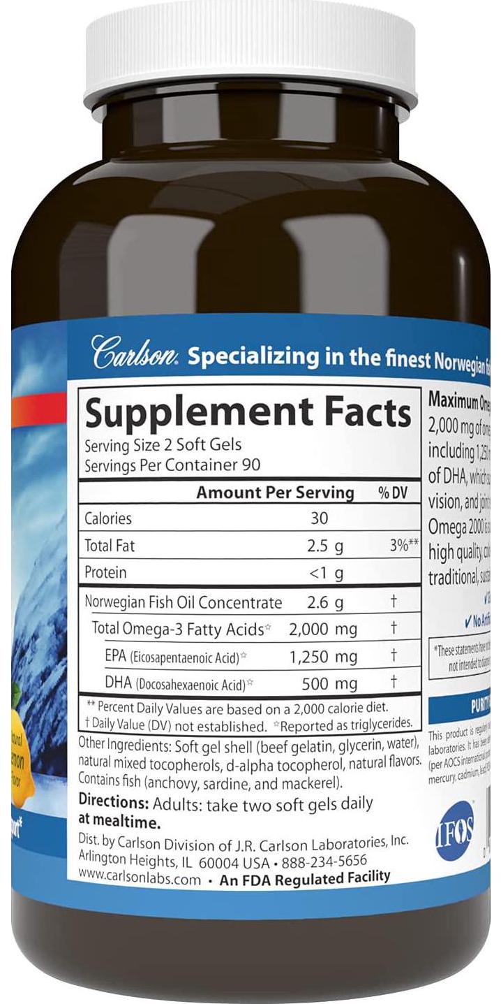Carlson Labs - Maximum Omega 2000-180 Softgels