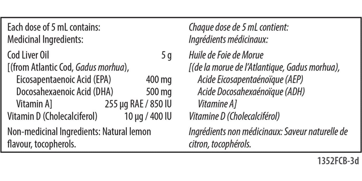 Carlson Labs Norwegian Natural Vitamin E Cod Liver Oil, Lemon, 500ml, Glass Bottle