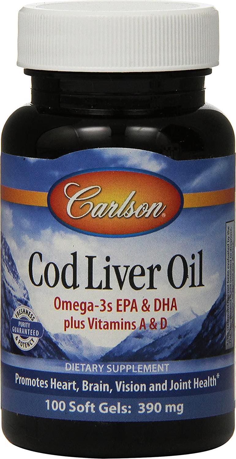Carlson Labs - Norwegian Cod Liver Oil 390 mg. - 100 Softgels
