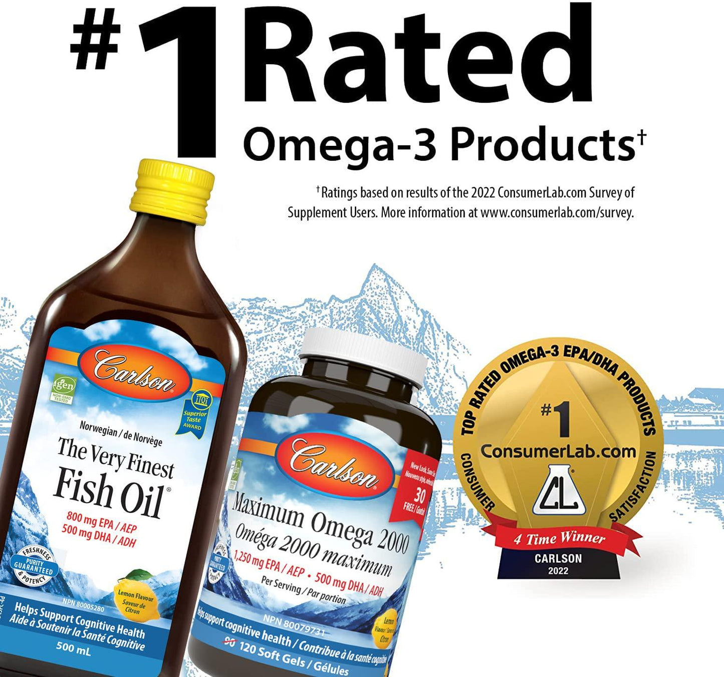 Carlson Labs Norwegian Natural Vitamin E Cod Liver Oil, Lemon, 500ml, Glass Bottle