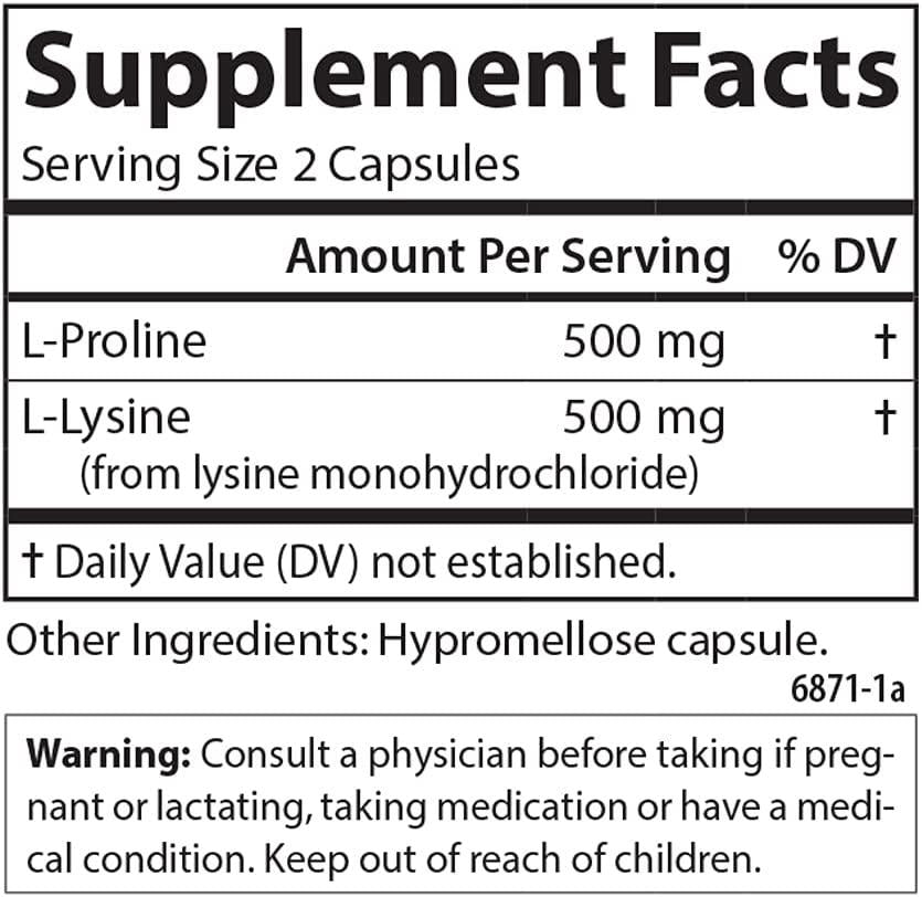 Carlson - Pro-Rite, Free-Form L-Proline and L-Lysine, Health, Joint Support and Collagen Formation, 90 Capsules