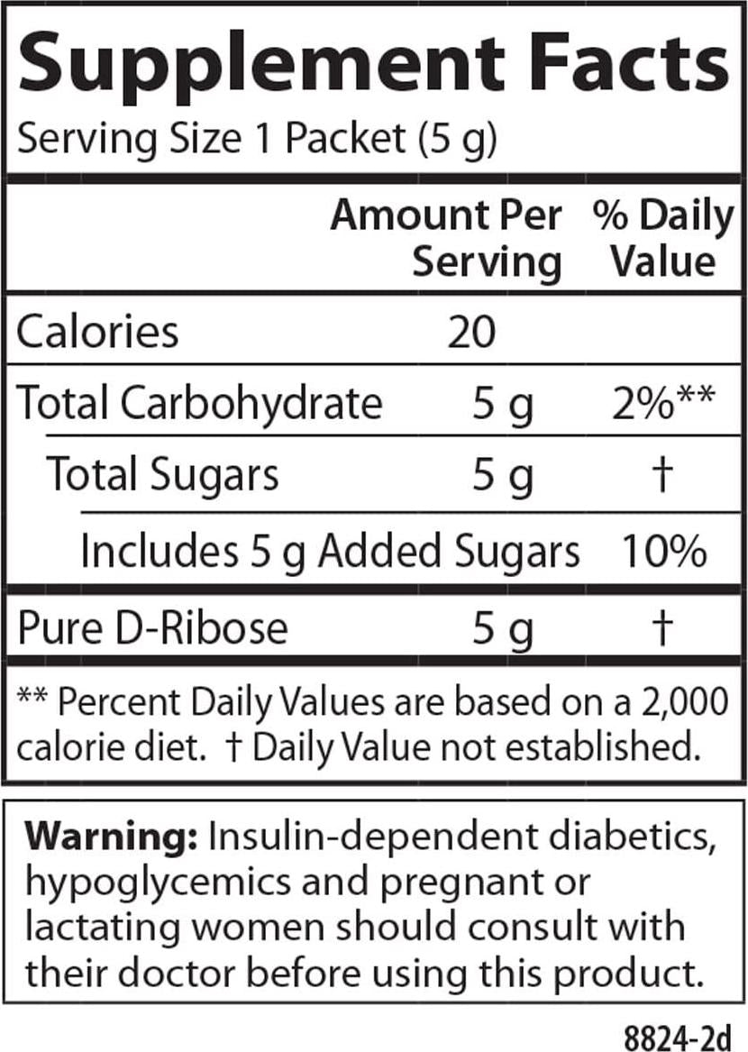 Carlson - Ribose Single-Serving Packets, 100% Pure D-Ribose, Non-GMO, Energy Support and Muscle Recovery, 30 Packets, 5 g Each