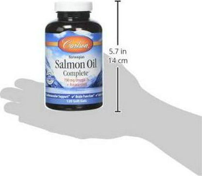 Carlson - Salmon Oil Complete, 700 mg Omega-3s + Astaxanthin, Norwegian, Heart, Brain and Joint Health, 120+60 Softgels