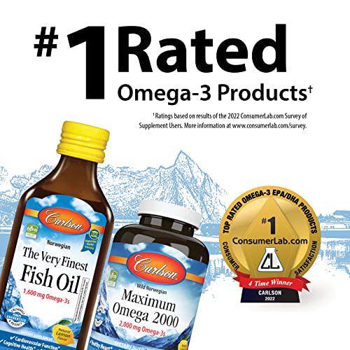 Carlson - Super DHA Gems, 500 mg DHA Supplements, 640 mg Fatty Acids, Wild-Caught Norwegian Arctic Fish Oil Concentrate, Sustainably Sourced Nordic Fish Oil Capsules, 60+20 Softgels