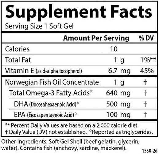 Carlson - Super DHA Gems, 500 mg DHA, Norwegian Fish Oil Concentrate, Sustainably Sourced, 60 Soft gels