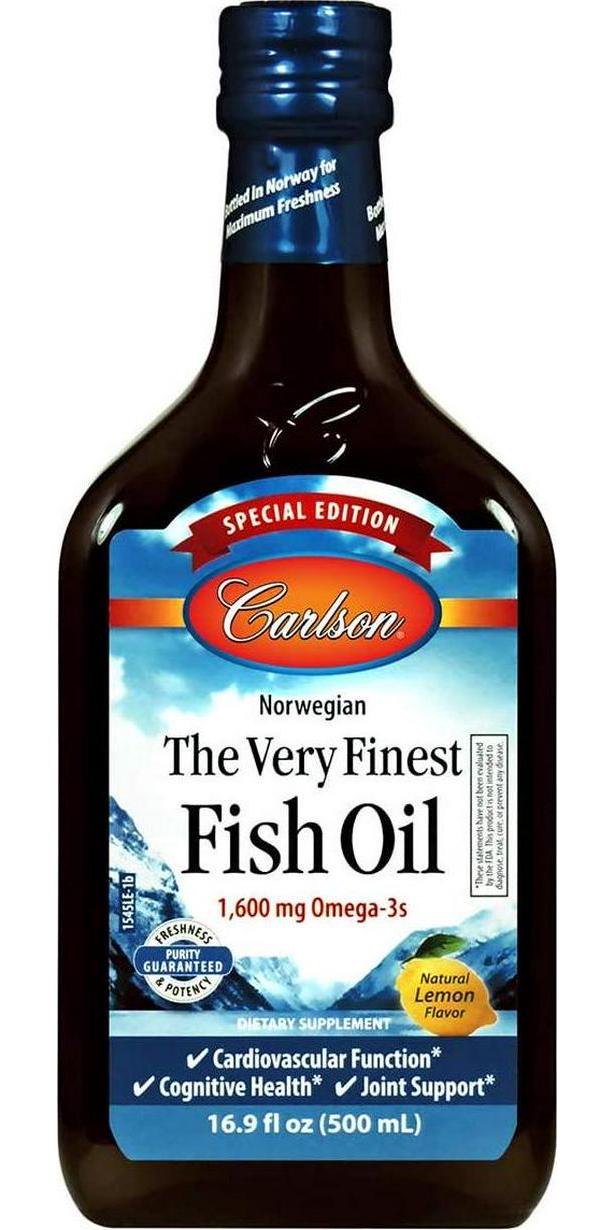 Carlson - The Very Finest Fish Oil, Special Edition Bottle, Norwegian Fish Oil, Wild Caught, Sustainably Sourced Fish Oil Liquid, Lemon, 500 ml