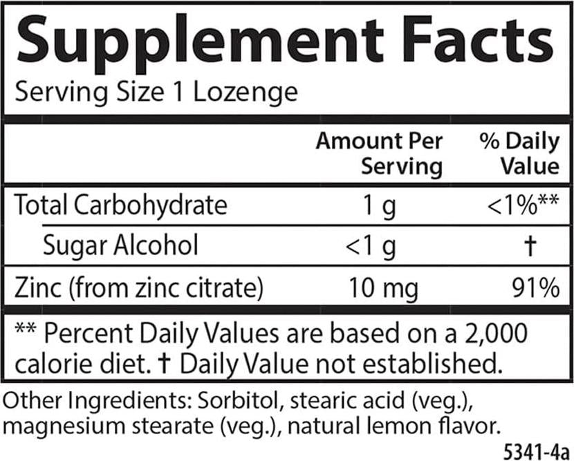 Carlson - Zinc-Ease, Soothing Lozenge, Immune Support and Optimal Wellness, Antioxidant, Lemon, 84 lozenges