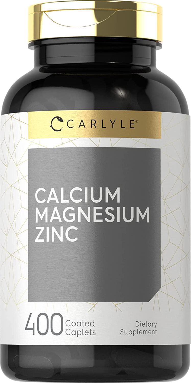 Carlyle Calcium Magnesium Zinc | 400 Caplets | Vegetarian, Non-GMO, Gluten Free Supplement