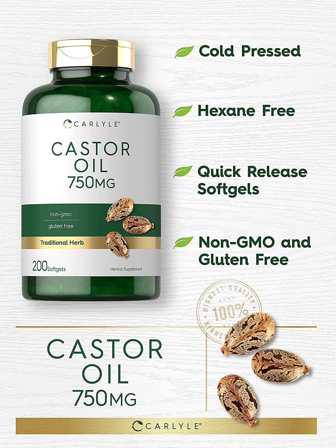 Carlyle Castor Oil 750mg | 200 Softgel Pills | Traditional Herb | Non-GMO, Gluten Free Supplement