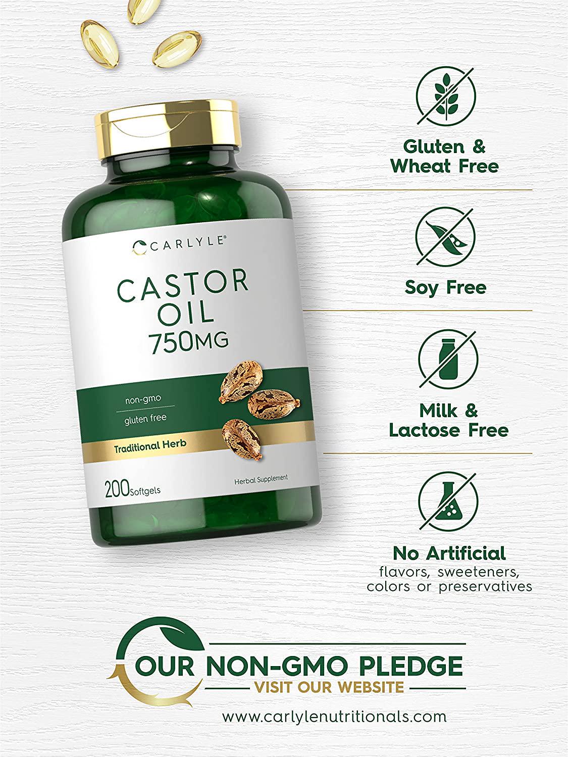 Carlyle Castor Oil 750mg | 200 Softgel Pills | Traditional Herb | Non-GMO, Gluten Free Supplement