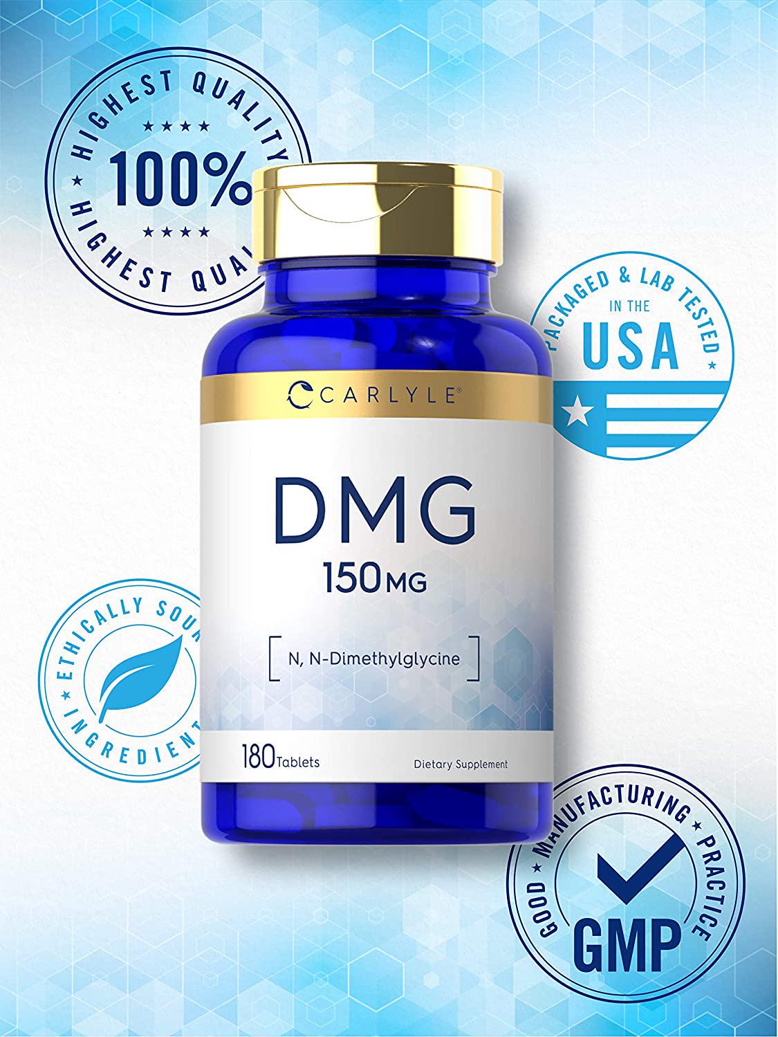 Carlyle DMG Supplement | 150 mg 180 Tablets | N-Dimethylglycine | Vegetarian, Non-GMO, Gluten Free