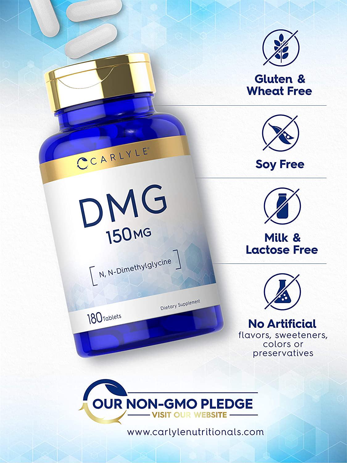 Carlyle DMG Supplement | 150 mg 180 Tablets | N-Dimethylglycine | Vegetarian, Non-GMO, Gluten Free