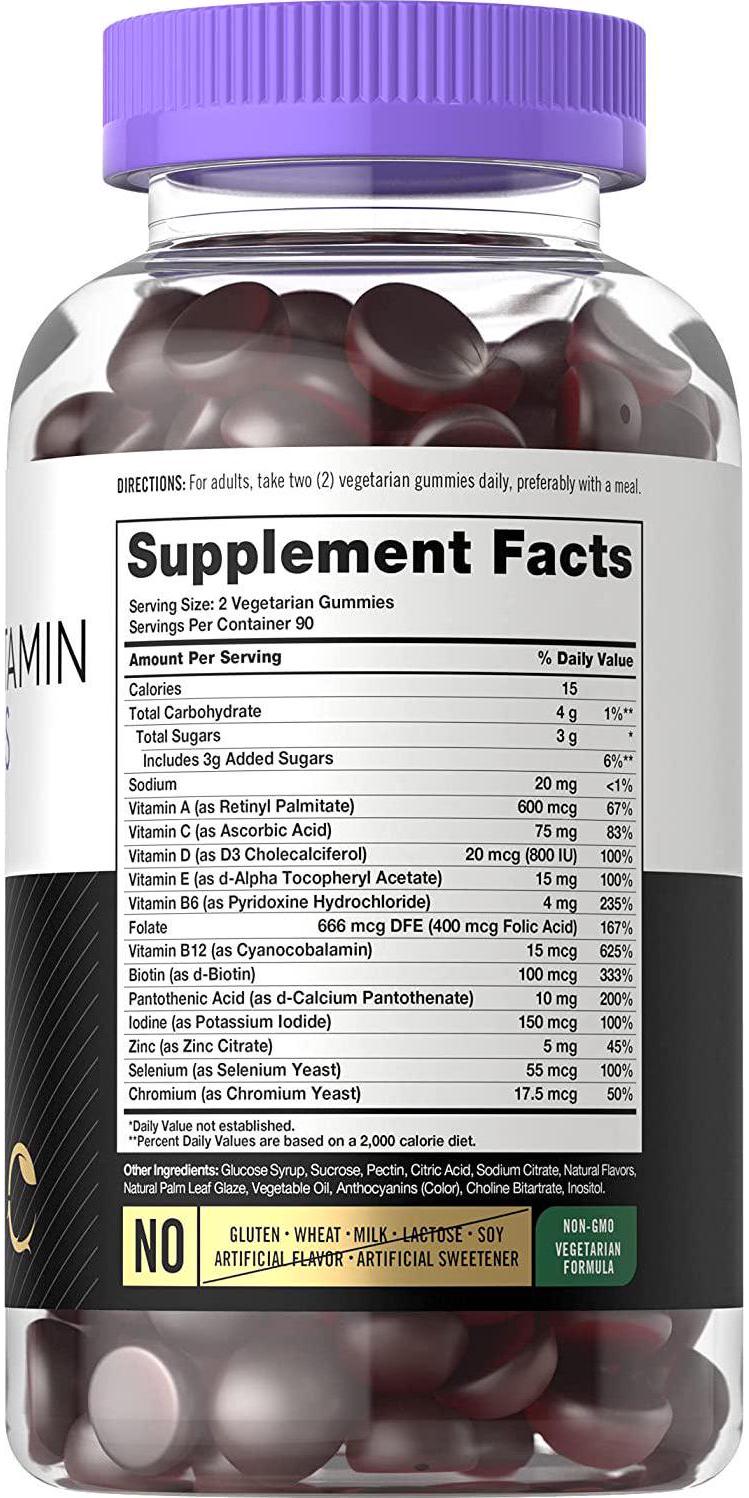 Carlyle Men's Multivitamin Gummies | 180 Count | Natural Blueberry Flavor | Vitamin C, D3 and Zinc | Vegetarian, Non-GMO, Gluten Free Supplement