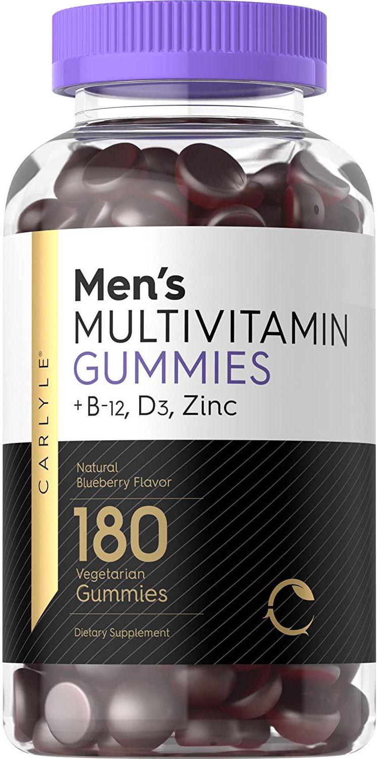 Carlyle Men's Multivitamin Gummies | 180 Count | Natural Blueberry Flavor | Vitamin C, D3 and Zinc | Vegetarian, Non-GMO, Gluten Free Supplement