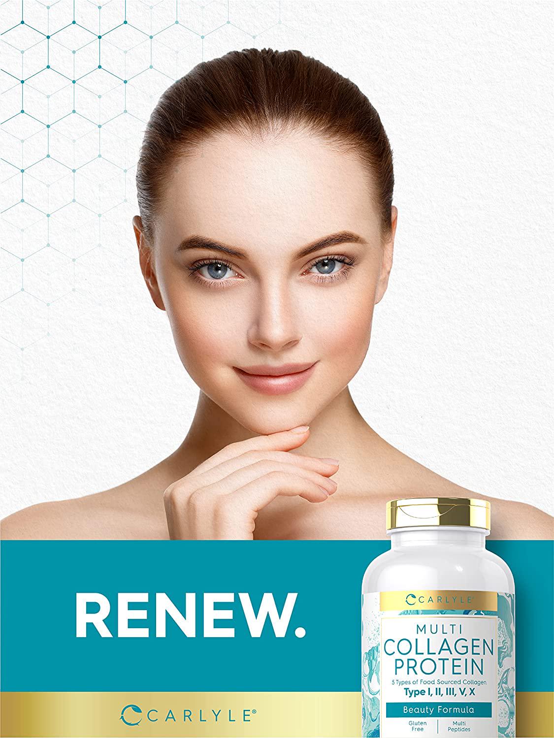 Carlyle Multi Collagen Protein 2000mg | 300 Capsules | Type I, II, III, V, X | Collagen Peptide Pills | Keto and Paleo Friendly, Non-GMO, Gluten Free Supplement