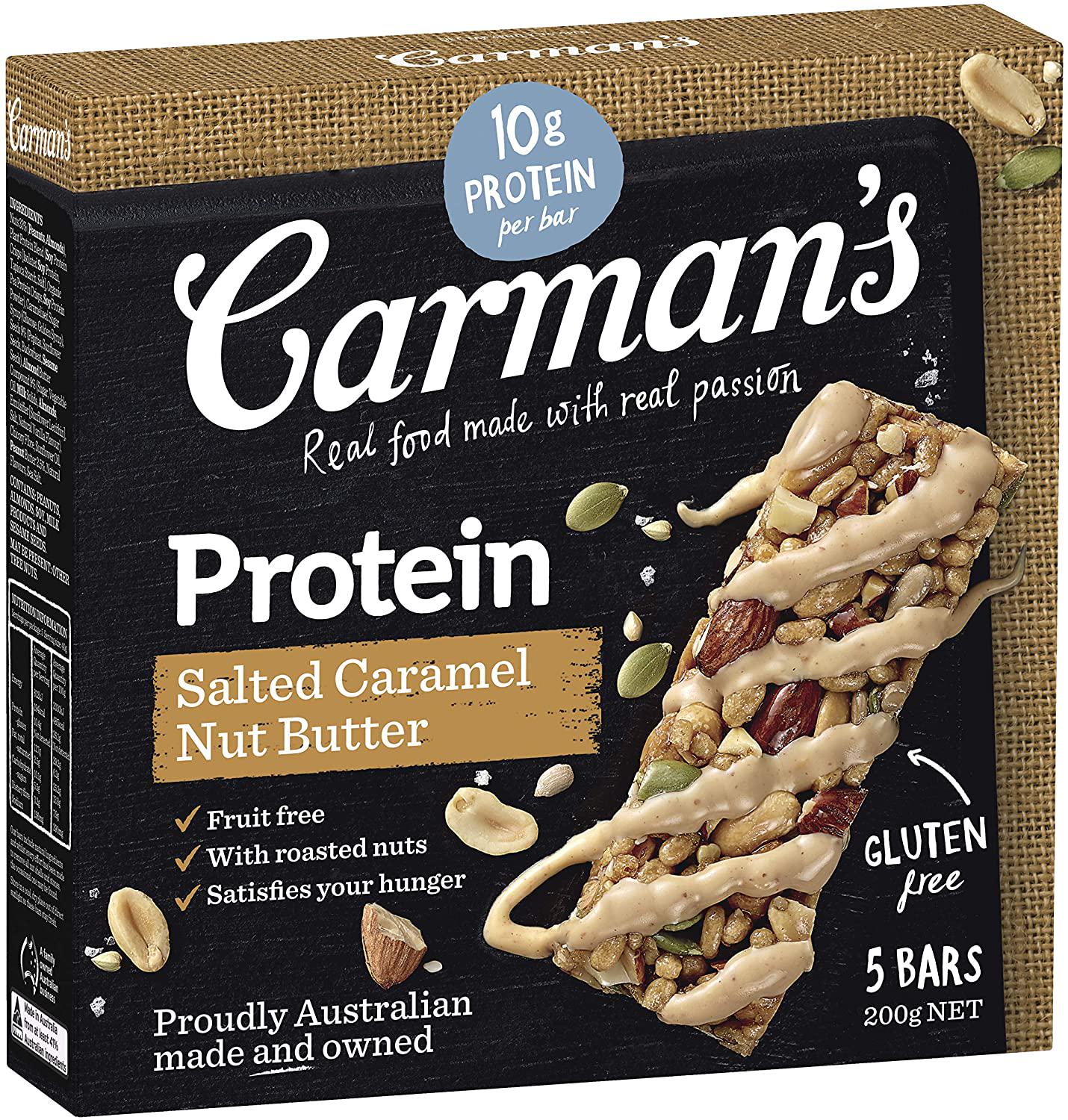Carman's Salted Caramel Nut Butter Gourmet Protein Bars, 5-pack (200g)