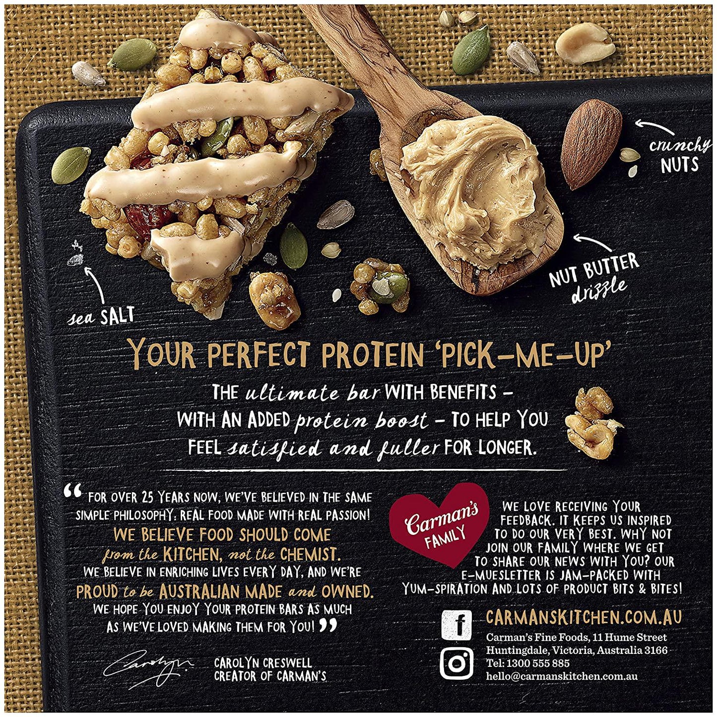 Carman's Salted Caramel Nut Butter Gourmet Protein Bars, 5-pack (200g)