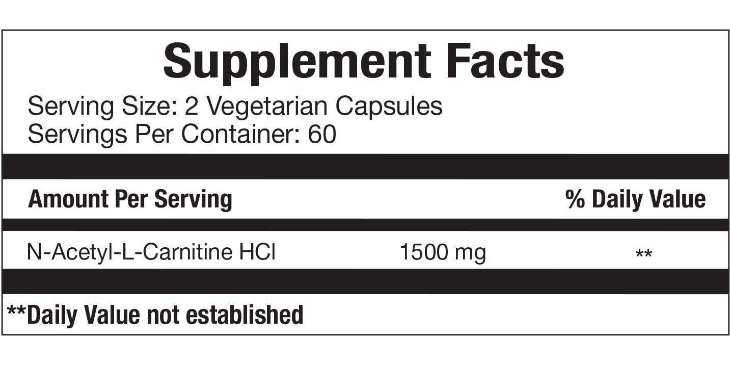 Carnitine 1500 - Acetyl L-Carnitine 1500mg Maximum Strength Carnitine Supplement - Supports Energy, Memory, Focus and Weight Loss Management by Vitamorph Labs - 120 Vegetarian Capsules