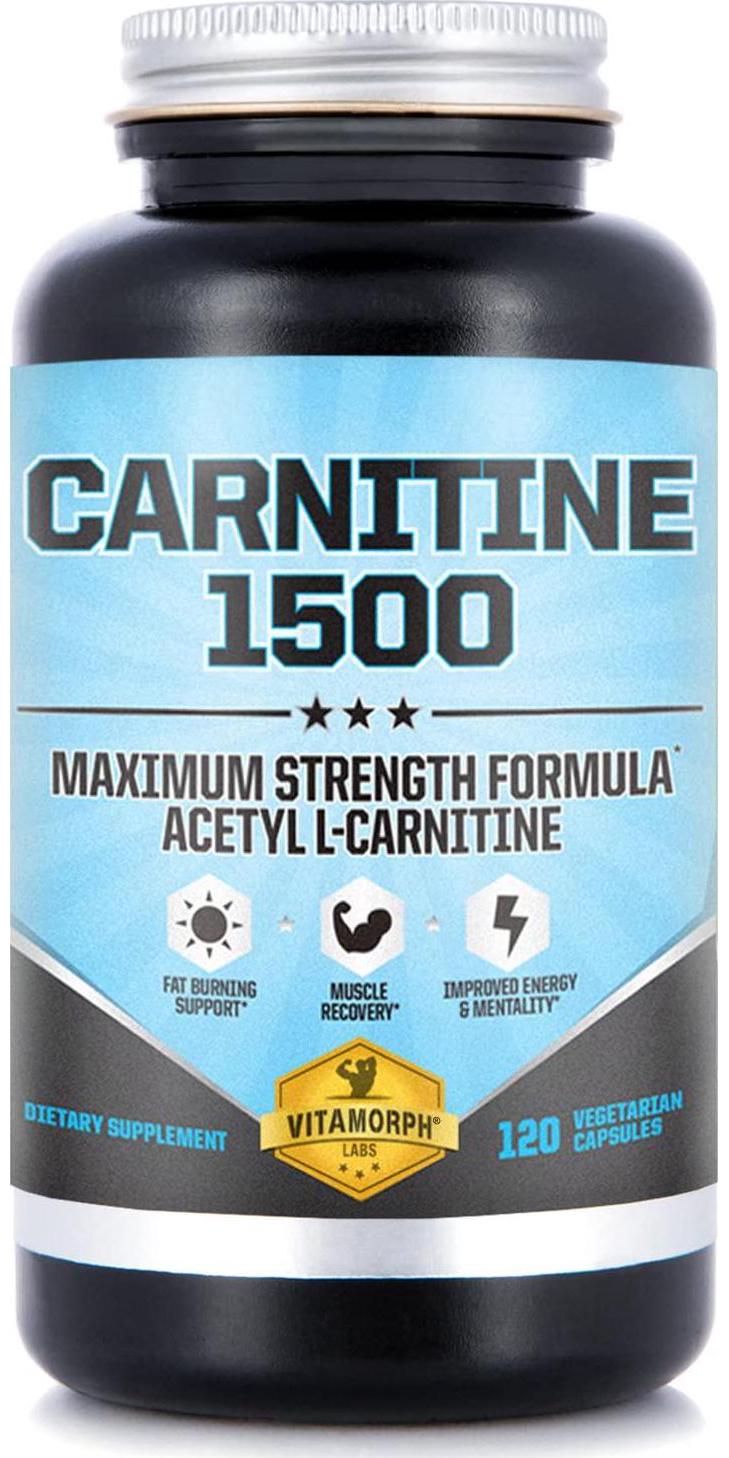 Carnitine 1500 - Acetyl L-Carnitine 1500mg Maximum Strength Carnitine Supplement - Supports Energy, Memory, Focus and Weight Loss Management by Vitamorph Labs - 120 Vegetarian Capsules