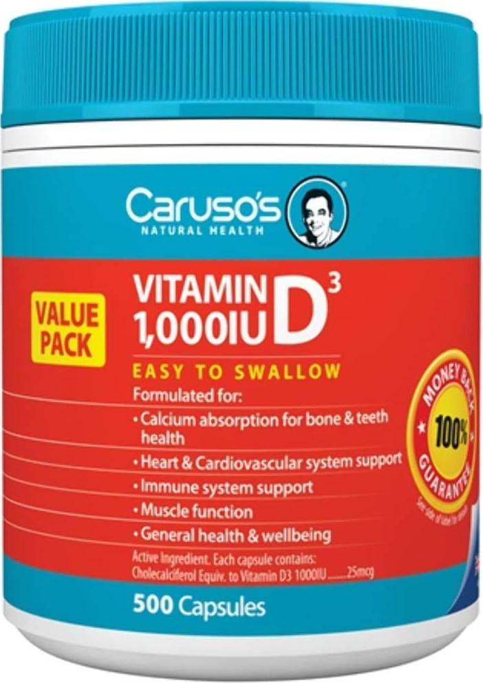 Caruso&#039;s Natural Health Vitamin D3 1000IU 500 Capsules
