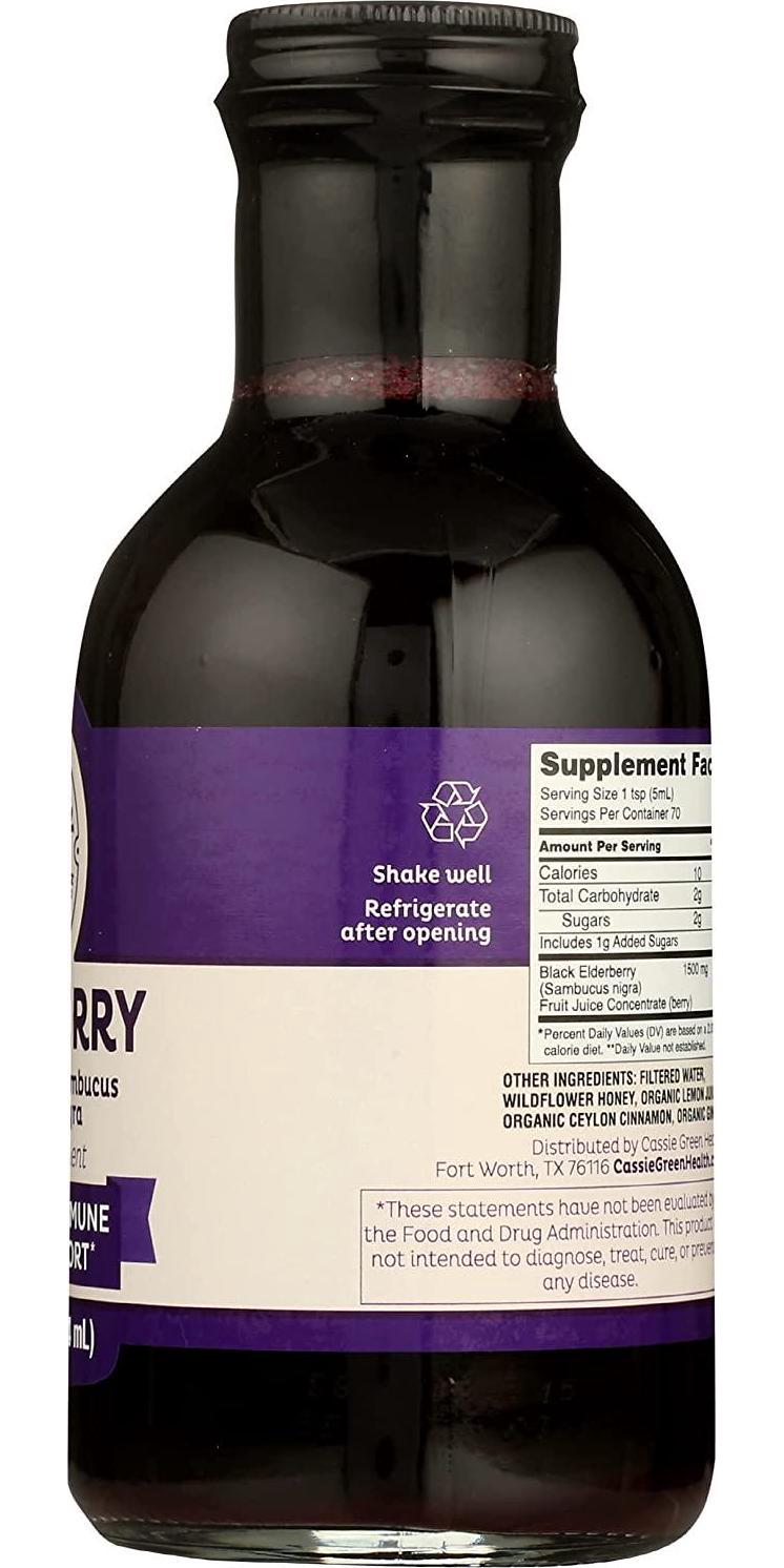 Cassie Green Health Elderberry Syrup, 12 FZ