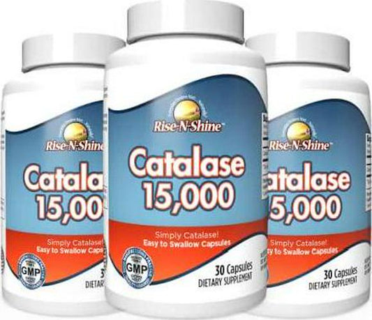 Catalase 15,000-3 Bottles- 3 Month Supply -Pure Catalase Only Antioxidant Enzyme - Small Acid Resistant Capsule