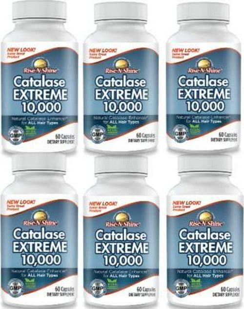Catalase Extreme 10,000 - Six Bottles 6 Month Supply - Catalase Enzyme Hair Supplement w/ 10,000 IU of Catalase, Saw Palmetto, Fo-Ti, Biotin and More