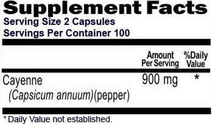Cayenne Pepper Capsules 900mg Serving