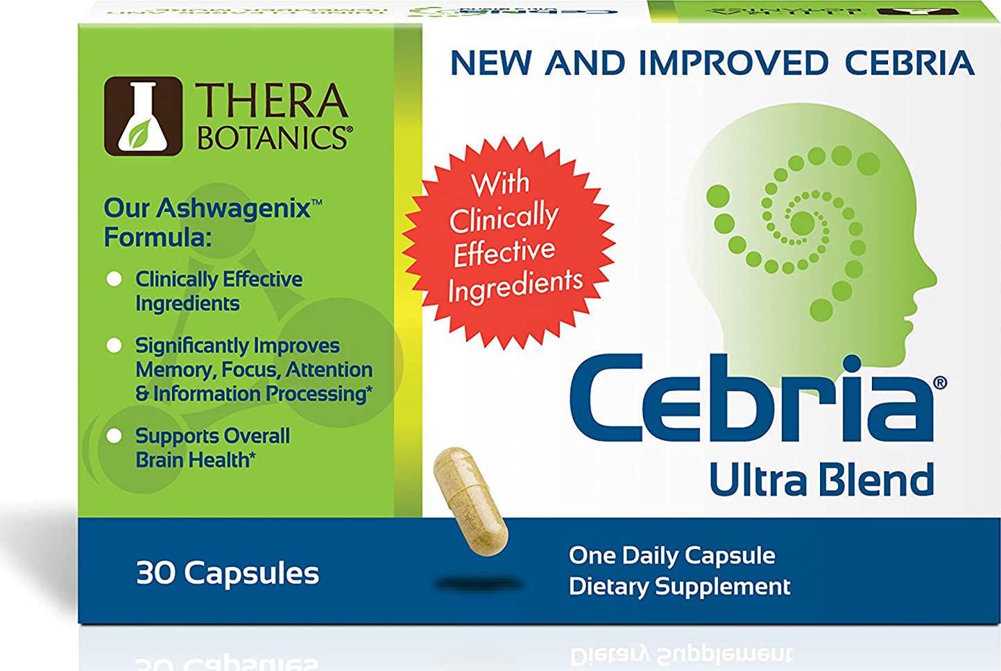 Cebria Ultra Blend | Brain Memory Supplement for Men, Women and Seniors – Safe and Effective | Made with Non-GMO Ingredients | 1 Month Supply