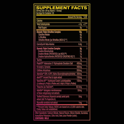 Cellucor C4 Dynasty MMXX Pre Workout Powder Strawberry Lemonade, Sugar Free Preworkout Energy Supplement for Men and Women, 350mg Caffeine + 6.4g Beta Alanine, 20 Servings