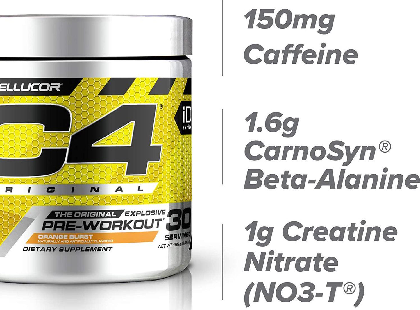 Cellucor, C4 Original Explosive Pre-Workout Supplement, Orange Burst, 30 Servings