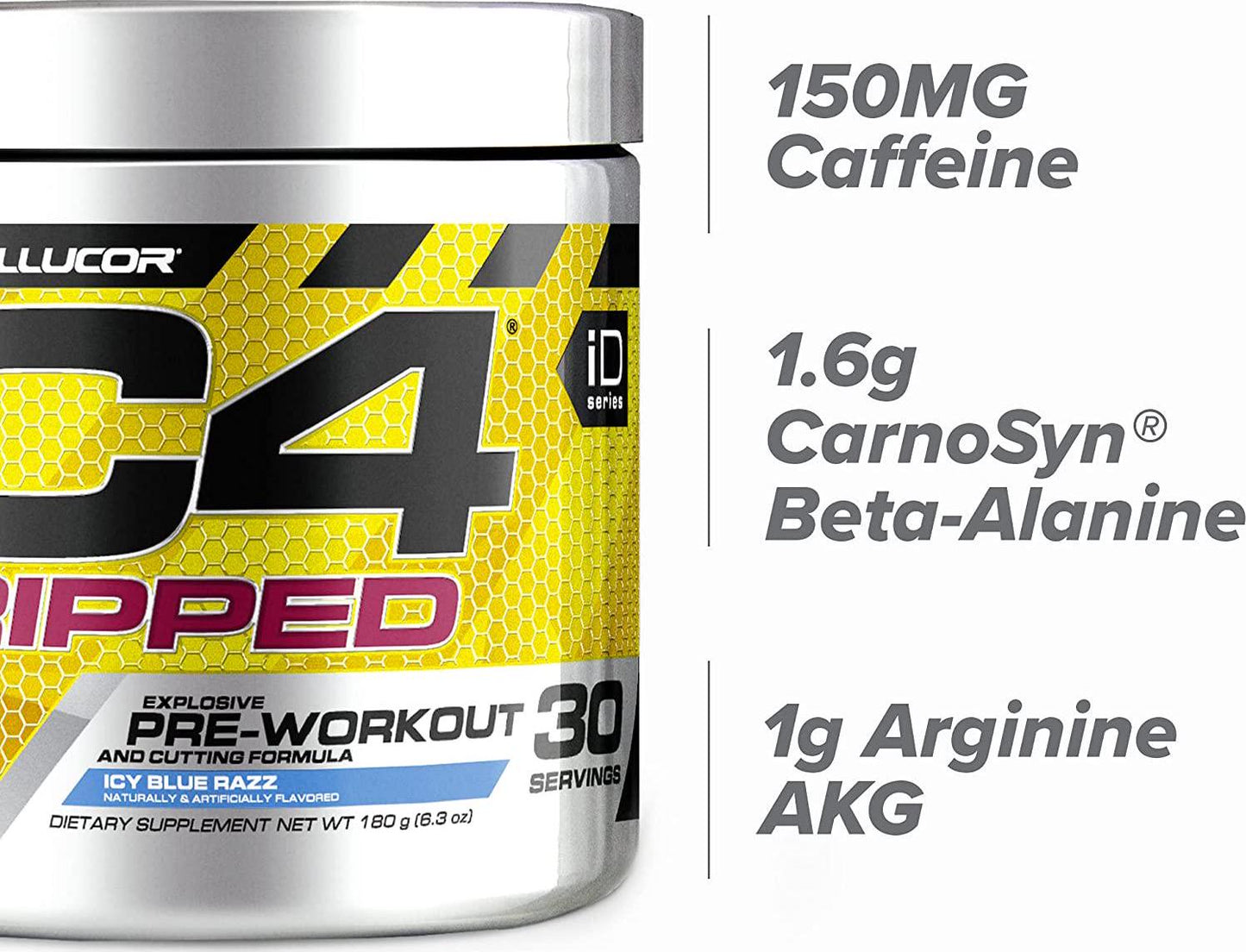 Cellucor C4 Ripped Pre Workout Powder, Thermogenic Fat Burner, Energy and Weight Loss Supplement For Men and Women, Icy Blue Razz, 30 Servings
