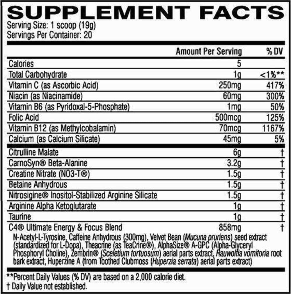 Cellucor C4 Ultimate Strawberry Watermelon Pre Workout Powder 20 Servings